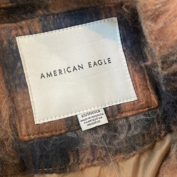 American Eagle Brushed Plaid Oversized Shacket Coat - Picture 5 of 6